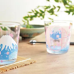 【KAKUNI】冷感變色富士山圖案玻璃杯300ml ‧ 景窗