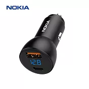 NOKIA PD+QC 38W國際認證液晶顯示快充車充 P6102N 黑