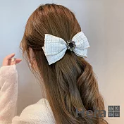【Hera 赫拉】布藝大蝴蝶結鑲鑽珍珠髮夾-2色 H110120318 白色
