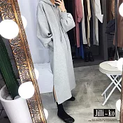 【Jilli~ko】休閒燈籠袖連帽衛衣裙 J8600　 FREE 灰色