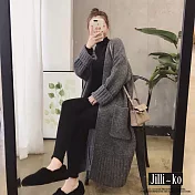 【Jilli~ko】韓版厚款針織開衫外套 J8596　 FREE 深灰色