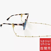 seoul show首爾秀 鱷魚夾珠線兩用口罩掛繩鏈墨鏡平光眼鏡鍊老花近視防丟鍊  金色