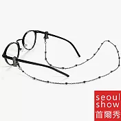 seoul show首爾秀 鱷魚夾珠線兩用口罩掛繩鏈墨鏡平光眼鏡鍊老花近視防丟鍊  黑色