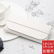 seoul show首爾秀  2款便攜式卡扣卡帶太陽眼鏡盒手工皮質眼鏡包  卡帶款 白