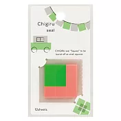 【YAMATO】自由撕貼手帳用貼紙. 正方形-綠/粉