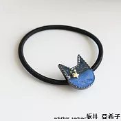 『坂井.亞希子』五角星鑲鑽剪影貓髮圈  -藍色