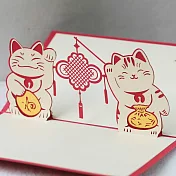 3D立體紙雕卡片‧ 新年快樂賀卡‧ 招財貓