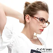 【Sayaka紗彌佳】歐美時尚單邊四葉草造型太陽眼鏡鏤空金屬鍊防滑鍊 -白色