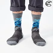 ADISI 對折羊毛保暖襪 AS21072 / 城市綠洲 (毛襪 中筒襪 滑雪襪 ) M 藍/灰