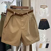【初色】休閒夏季短褲-共3色-99512(M-2XL可選) M 卡其色