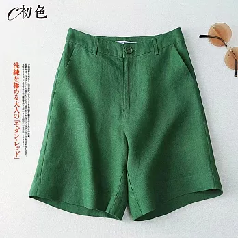 【初色】舒適休閒後鬆緊短褲-共6色-99503(M-2XL可選) XL 翠綠色