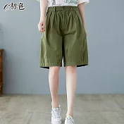 【初色】夏季復古百搭短褲-共3色-99505(M-2XL可選) M 軍綠色