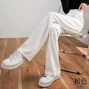 【初色】高腰垂感闊腿休閒褲-共2色-90862(M-2XL可選) L 白色