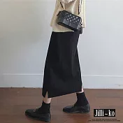 【Jilli~ko】秋冬加厚顯瘦A字裙 M-XL 8105　 M 黑色