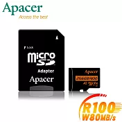 Apacer宇瞻 256GB MicroSDXC R100/W80MB UHS-I U3 V30 A2 4K記憶卡