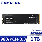 【SAMSUNG 三星】SSD 980 NVMe M.2 1TB固態硬碟(MZ-V8V1T0BW)公司貨