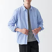 [MUJI無印良品]男有機棉水洗平織布襯衫 L 淡藍