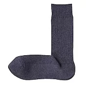 [MUJI無印良品]男棉混螺紋直角襪 25~27cm 煙燻藍