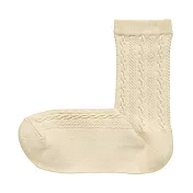 [MUJI無印良品]女棉混足口寬鬆舒適麻花織紋直角襪 23~25cm 象牙白紋樣
