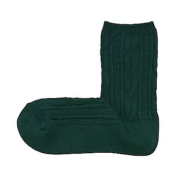 [MUJI無印良品]女棉混麻花織紋直角襪 23~25cm 綠色