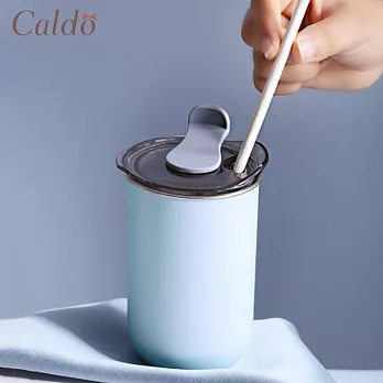 【Caldo卡朵生活】手感隨身304不鏽鋼附蓋保溫杯 350ml 淺藍