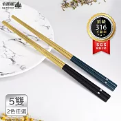 Beroso 倍麗森 316不鏽鋼鈦合金方筷子5入組-任選兩色 霧綠金