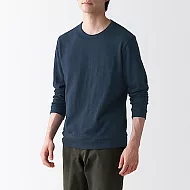 [MUJI無印良品]男有機棉節紗天竺長袖T恤 M 暗藍