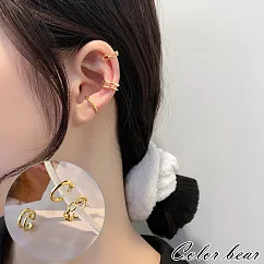 【卡樂熊】氣質簡約三件套造型耳骨夾/耳環(兩色)─ 金色