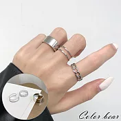 【卡樂熊】簡約個性圓圈三件套造型戒指- 銀色