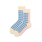 JDS設計襪-日系文創學院風設計襪   * 粉藍色小格子