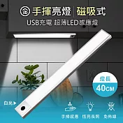 aibo 手揮亮燈 超薄USB充電磁吸式 LED手掃感應燈(40cm)  白光