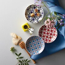 【小倉陶器】波蘭異國風窗花陶瓷餐盤10cm ‧ 日落藍花