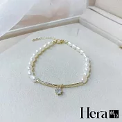 【Hera 赫拉】冷淡風鋯石水鑽天然珍珠手鍊 ABD1 白色
