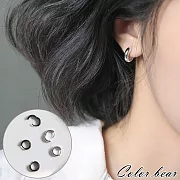 【卡樂熊】S925銀針時尚感簡約圓圈造型耳環/耳扣(兩色)- 銀色