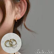 【卡樂熊】S925銀針簡約循環造型耳環/耳扣(三色)- 金色