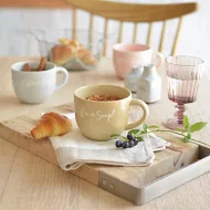 【KAKUNI】Coffe on Soup! 馬卡龍色系陶瓷湯杯400ml ‧ 藍