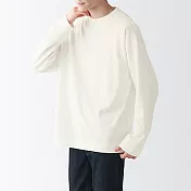 [MUJI無印良品]男有機棉粗織天竺長袖T恤 XL 柔白