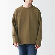 [MUJI無印良品]男有機棉粗織天竺長袖T恤 L 深摩卡棕
