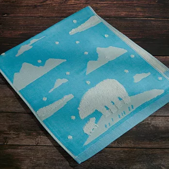 北極熊紗布提花毛巾 藍色