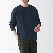 [MUJI無印良品]男有機棉混二重織長袖T恤 S 暗藍