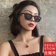 seoul show首爾秀 小框質感V牌太陽眼鏡UV400墨鏡 A105  黑框黑灰片