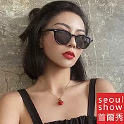 seoul show首爾秀 小框質感類V牌太陽眼鏡UV400墨鏡 A105 黑框黑灰片