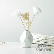 【Meric Garden】滿室幽香藤枝花香蝶舞菱形瓷瓶擴香組30ml_ 純白色