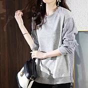 【MsMore】韓版寬鬆設計感俏佳人拼接棉上衣#111865- M 灰