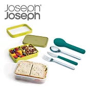 Joseph Joseph 超值野餐組(翻轉午餐盒-綠+不鏽鋼餐具-藍綠)