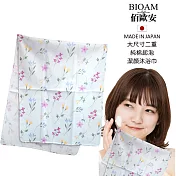 BIOAM佰歐安日本製大尺寸二重純棉潔顏沐浴巾藍色小花