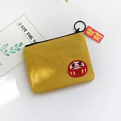 【素包包】日本達摩不倒翁開運招財鑰匙零錢收納包 _薑黃