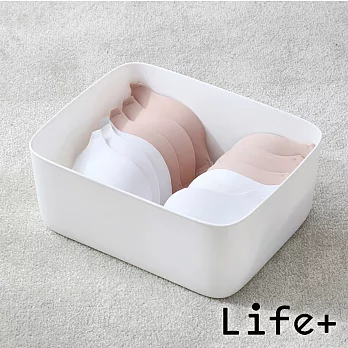 【Life+】分隔置物收納盒_2入組(白色+灰色) 無格