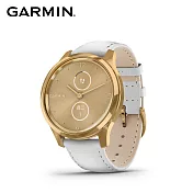 GARMIN vivomove Luxe 指針智慧腕錶 簡白耀日金
