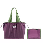 【素包包】輕便超能裝撞色可摺疊束口環保超市購物袋 _茄紫